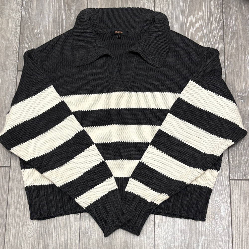 Quince 100% Organic Cotton Cropped Polo Sweater